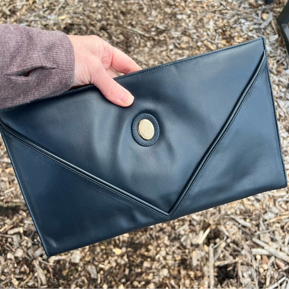 FS Originals Navy Vintage Leather Clutch Purse - Picture 2 of 10